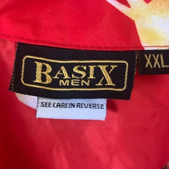 Pre Owned Men’s Basix Short Sleeve Button Up Shirt XXL Festive Comfort Party - Picture 11 of 11